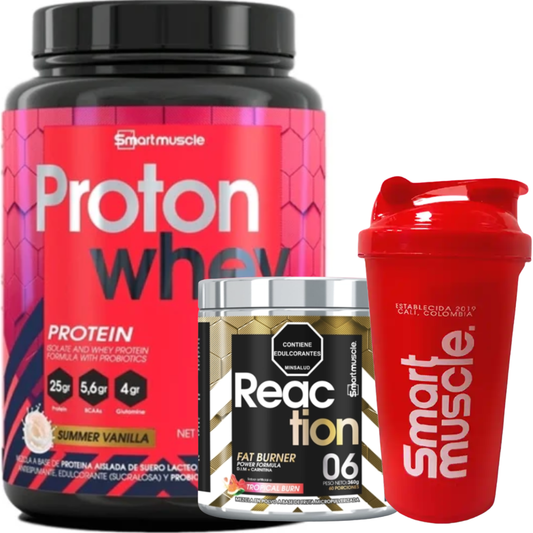 PROTON WHEY 2LB + REACTION+ SHAKER SM GRATIS