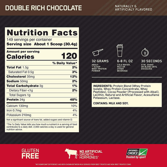Proteína 100% Whey Gold Standard con BCAA y glutamina