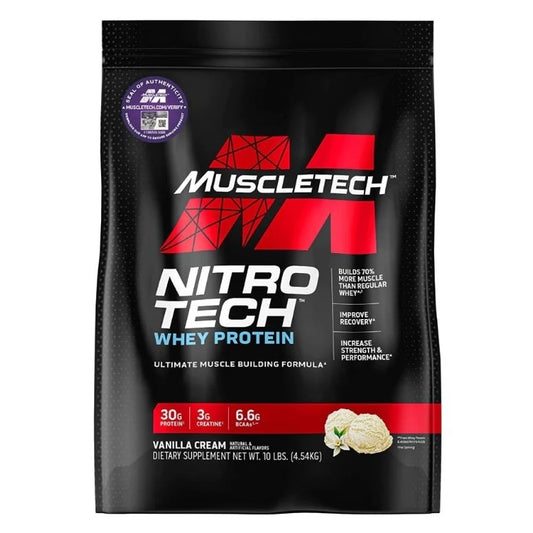 NitroTech 10 LBS, proteína con creatina y BCAA